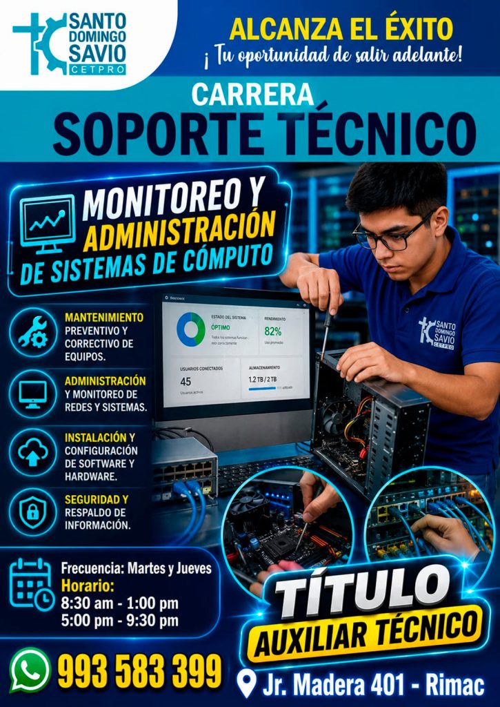 Flyer de Soporte Técnico y Operaciones de Centros de Cómputo